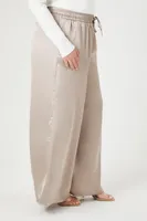 Women's Satin Wide-Leg Pants in Grey, 0X