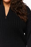 Women's Half-Zip Funnel Neck Sweater Black,