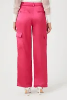 Women's Satin Cargo Pants in Pink Medium