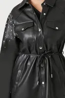 Women's Faux Leather Studded Jacket in Black Small