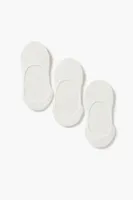 Ribbed No-Show Socks - 3 pack in White/White