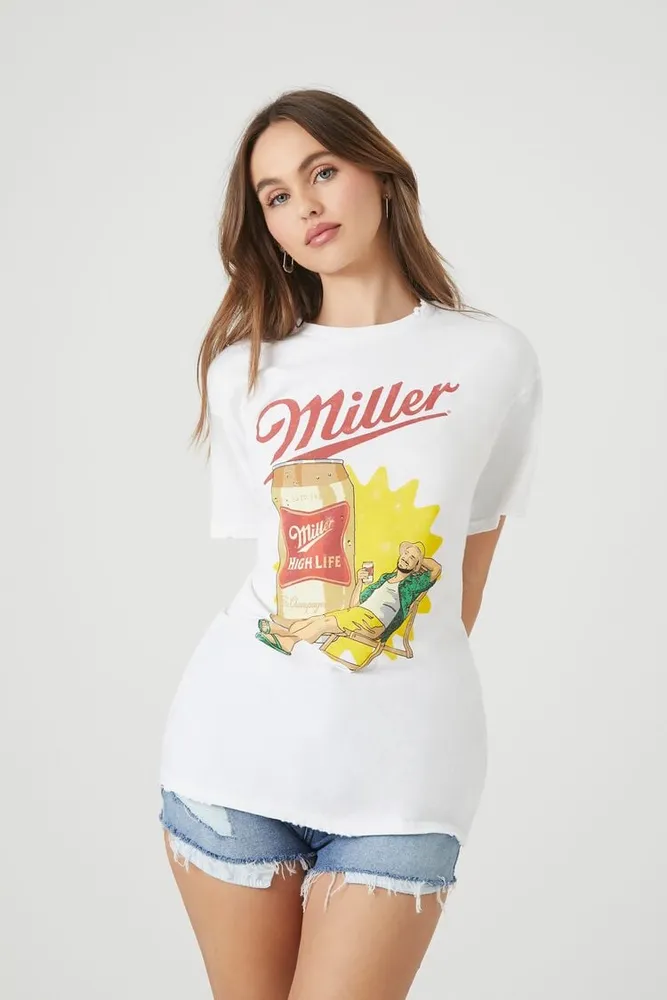 Women's Oversized Miller Graphic T-Shirt in White, Size S/M