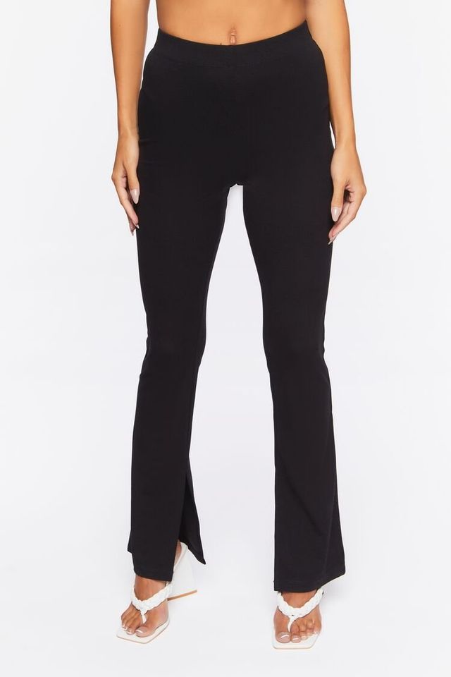 Forever 21 Women's Ponte-Knit Flare Pants in Black Medium