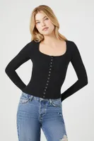 Women's Scoop Long-Sleeve Top in Black, XS