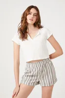 Women's Striped High-Rise Shorts in White Small