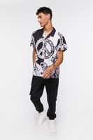 Men Colorblock Peace Sign Shirt in Black/White Large