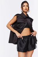 Women's Organza Pull-On Shorts in Black Large