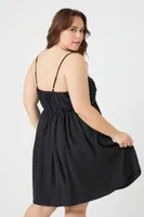 Women's Babydoll Mini Dress in Black, 3X