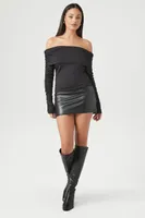 Women's Ruched Off-the-Shoulder Top in Black Small