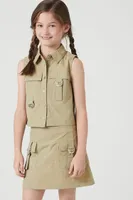 Girls Utility Cargo Skirt (Kids) in Olive, 9/10