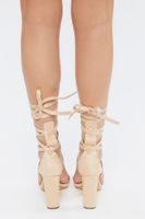 Women's Faux Suede Lace-Up Block Heels in Nude, 10