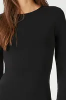 Women's Long-Sleeve Bodycon Midi Dress in Black Large