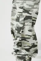 Women's Mid-Rise Camo Print Cargo Joggers in Olive, XL