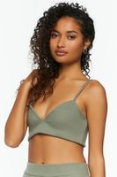 Women's Cropped V-Neck Cami in Dark Green Large