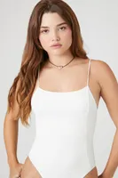 Women's Seamless Cami Bodysuit in White, XS