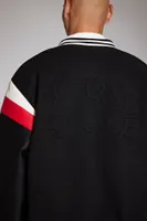 Men Hello Kitty Striped Varsity Jacket in Black Medium