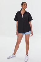 Women's Oversized Button-Front Shirt in Black Small