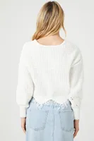 Women's Distressed Sharkbite Cutout Sweater