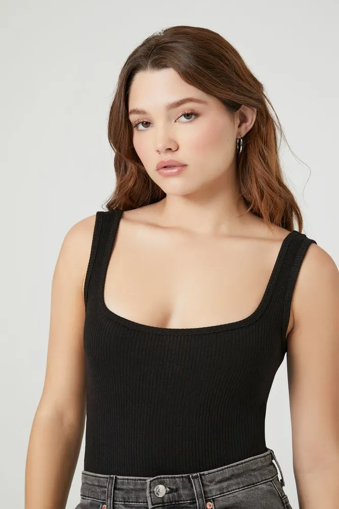 BODYSUIT WITH SQUARE-CUT NECKLINE - Black