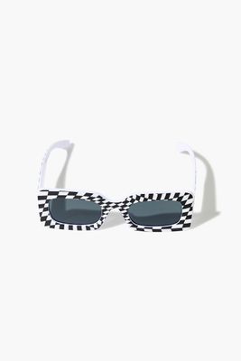 Checkered Rectangular Sunglasses in Black/Black