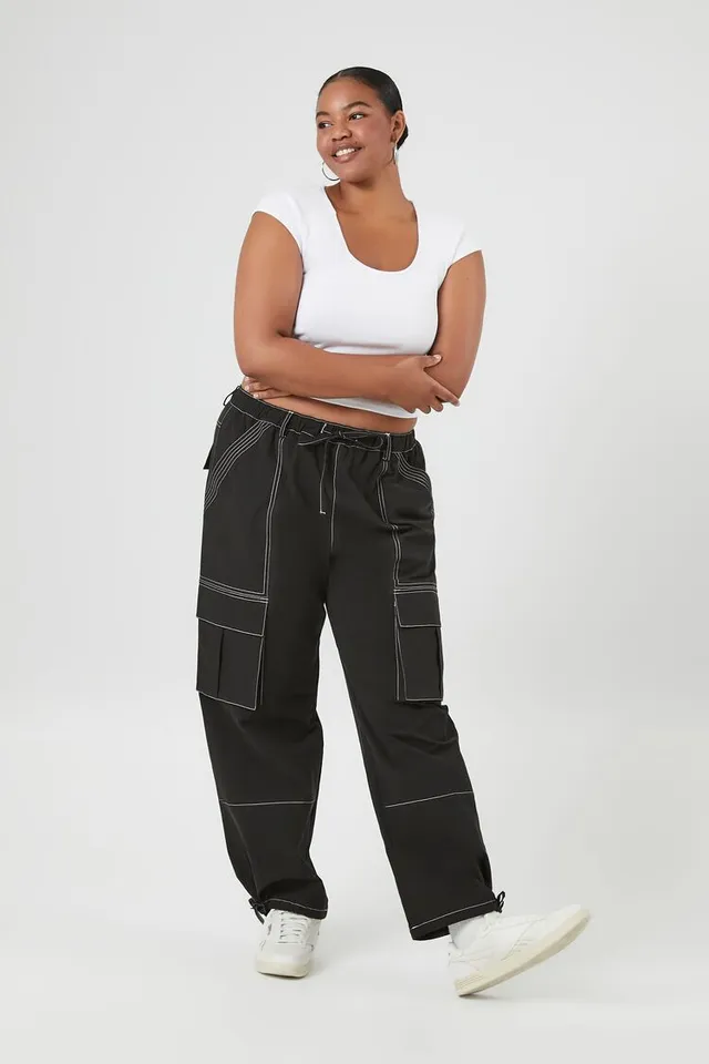 Plus Size Twill Cargo Wallet Chain Pants, Forever 21