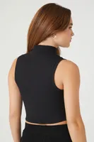 Women's Cropped Turtleneck Tank Top in Black Medium