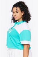 Women's Malibu Graphic Cropped Polo Shirt in Green, 0X