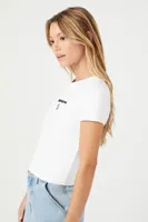 Women's Capricorn Graphic Cropped T-Shirt in White/Black Medium