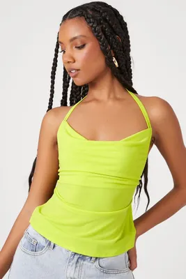 Women's Cowl Halter Top in Acid Green, XL