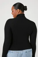 Women's Ribbed Turtleneck Sweater Black,