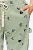 Men Dice Print Drawstring Pants