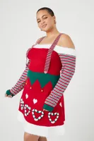 Women's Christmas Mini Sweater Dress Red,