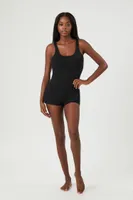 Women's Sweater-Knit Pajama Romper in Black Small