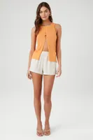 Women's Sweater-Knit Split-Hem Tank Top Orange,