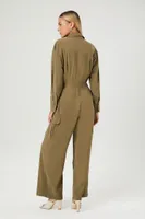 Women's Wide-Leg Cargo Jumpsuit in Olive Small