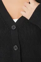 Women's Cropped Cardigan Sweater in Black Medium