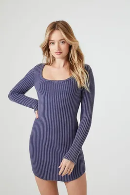 Women's Bodycon Sweater Mini Dress in Navy Small