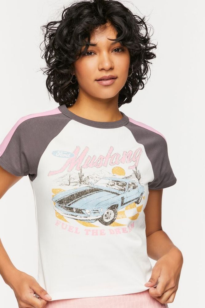 Uiterlijk Effectief engineering Forever 21 Women's Ford Mustang Graphic Baby T-Shirt in Cream Large |  Connecticut Post Mall