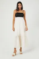 Women's Colorblock Cami Maxi Dress in Black/White Medium