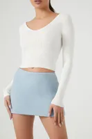 Women's Cropped Rib-Knit Sweater in Vanilla Medium