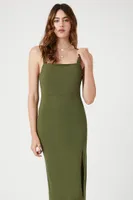 Women's Bodycon Midi Dress in Olive Small