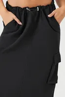 Women's French Terry Toggle Maxi Skirt in Black Small