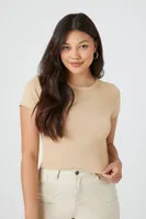 Women's Crew Neck Cropped T-Shirt in Warm Sand, XL