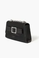 Women's Rhinestone Buckle Shoulder Bag in Black