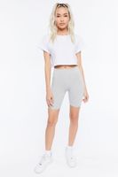 Women's Basic Organically Grown Cotton Biker Shorts in Heather Grey, XS