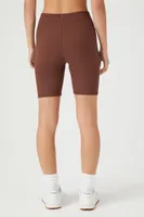 Women's Ribbed Knit Biker Shorts in Chocolate Large