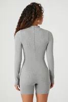 Women's Seamless Mock Neck Romper in Heather Grey Large