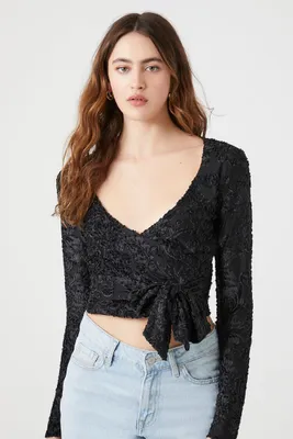 Women's Velvet Wrap Crop Top