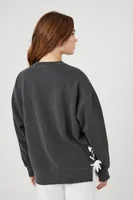 Women's Blondie Graphic Lace-Up Pullover in Charcoal Small