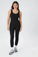 Women's Ribbed Sleeveless Jumpsuit in Black Large